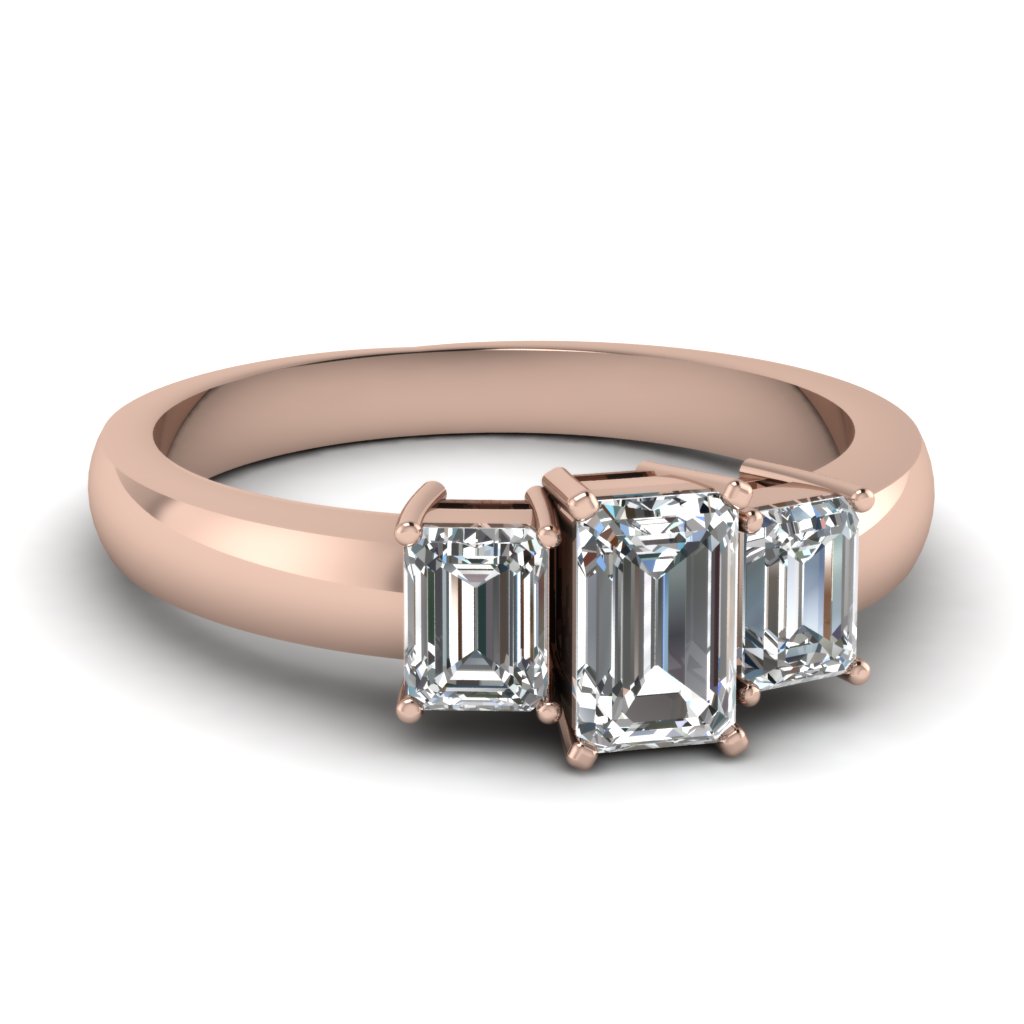 Emerald Cut 3 Stone Diamond Engagement Ring In 14k Rose Gold Emerald Cut 3 Stone Diamond Engagement Ring In Fdenr2748emr Nl Rg