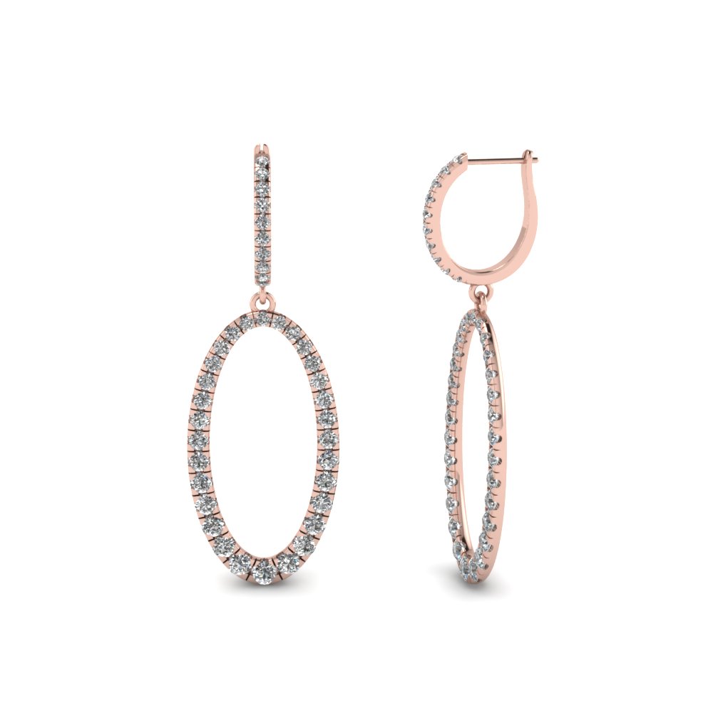 Huggie Oval Design Diamond Drop Earring In 14k Rose Gold Huggie Oval Design Diamond Drop Earring In Fdear68658 Nl Rg